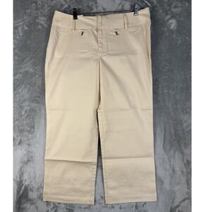 Calvin Klein Cropped Low Rise Straight Leg Pants Women Size 10 Beige‎ Cotton